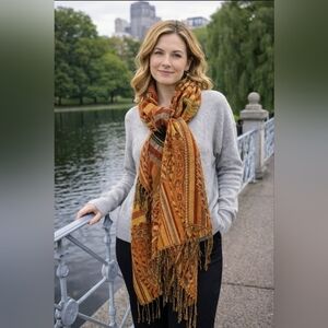 Warm and Soft Pashmina Scarf In Autumn Colors